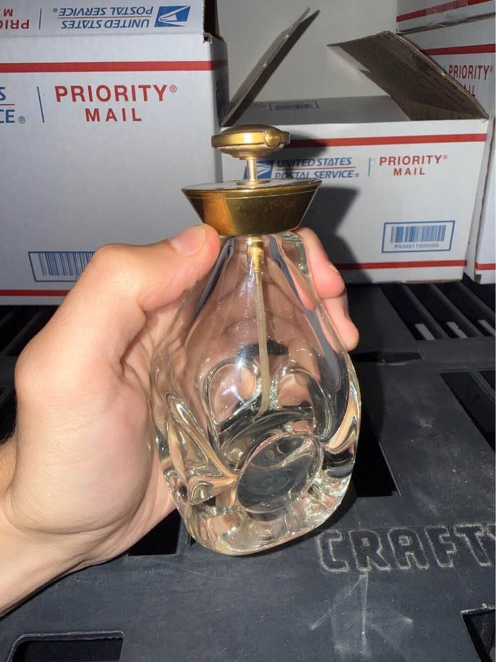 Vintage Hand Blown Glass Perfume Atomizer Bottle
